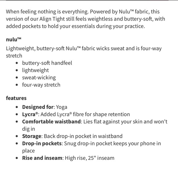 Lululemon Align High Rise Legging With Pockets - Picture 3 of 8